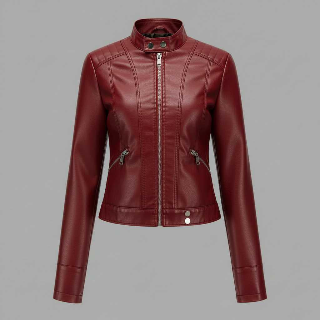High Collar Leather Jacket Women | Stylish Outerwear