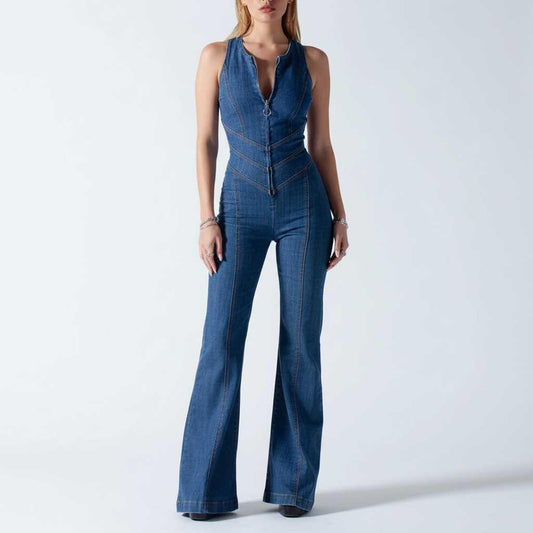 Amalia | Women's Denim Jumpsuit with Heart Cutout