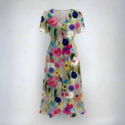 Annegret | Women's V-Neck Midi Dress for Casual and Formal Occasions