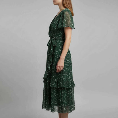 Annegret | Women's V-Neck Midi Dress for Casual and Formal Occasions