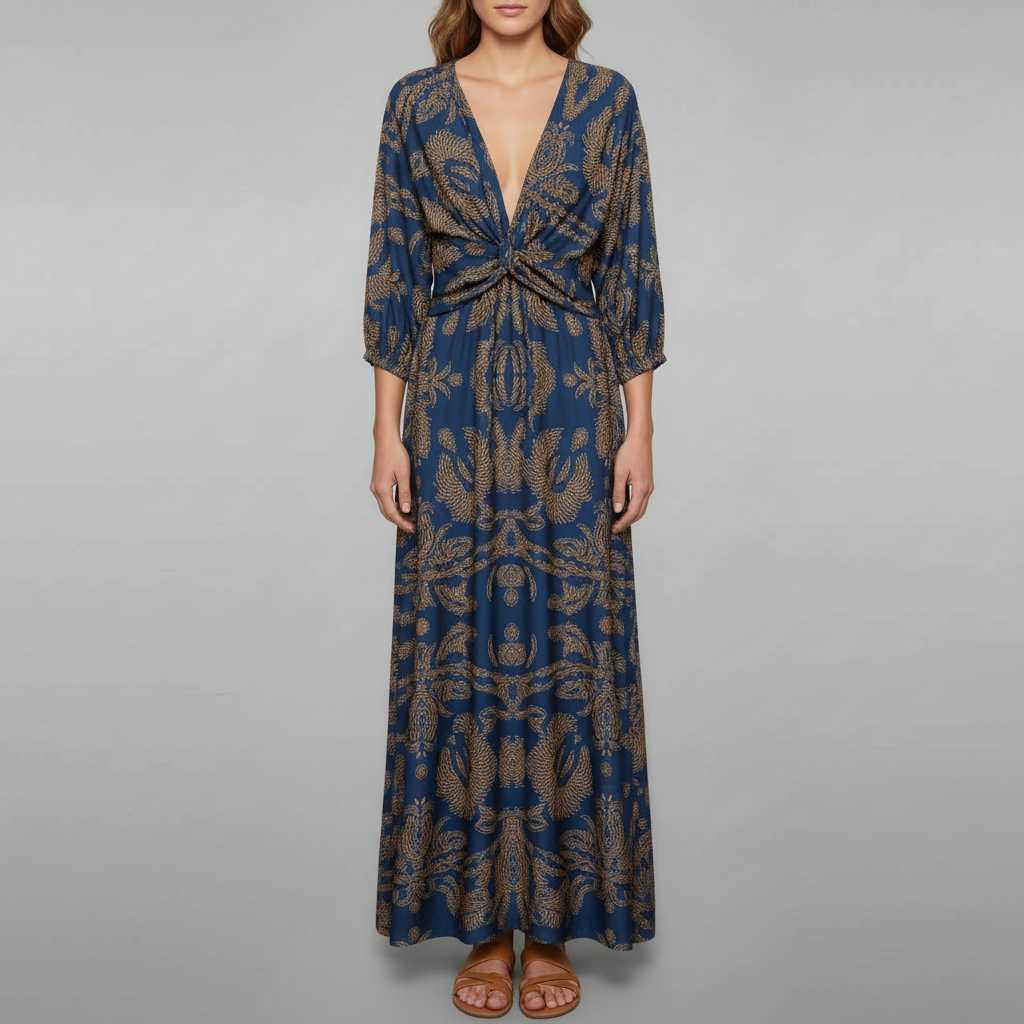 Boho Summer Maxi Dress | Women's Formal Long Sleeve V-Neck