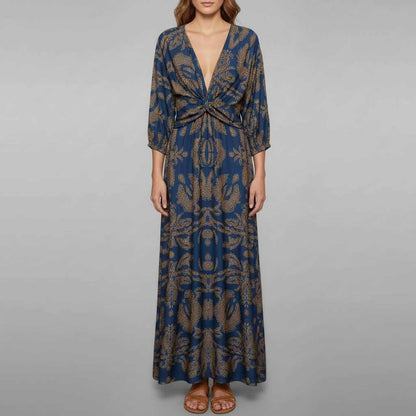 Boho Summer Maxi Dress | Women's Formal Long Sleeve V-Neck