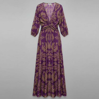 Boho Summer Maxi Dress | Women's Formal Long Sleeve V-Neck