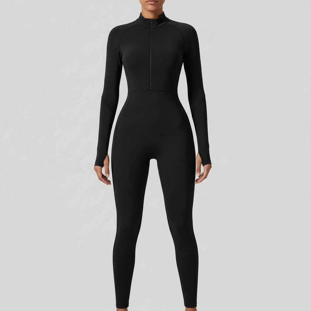 Camille | Women's Sporty Jumpsuit with Stand-Up Collar