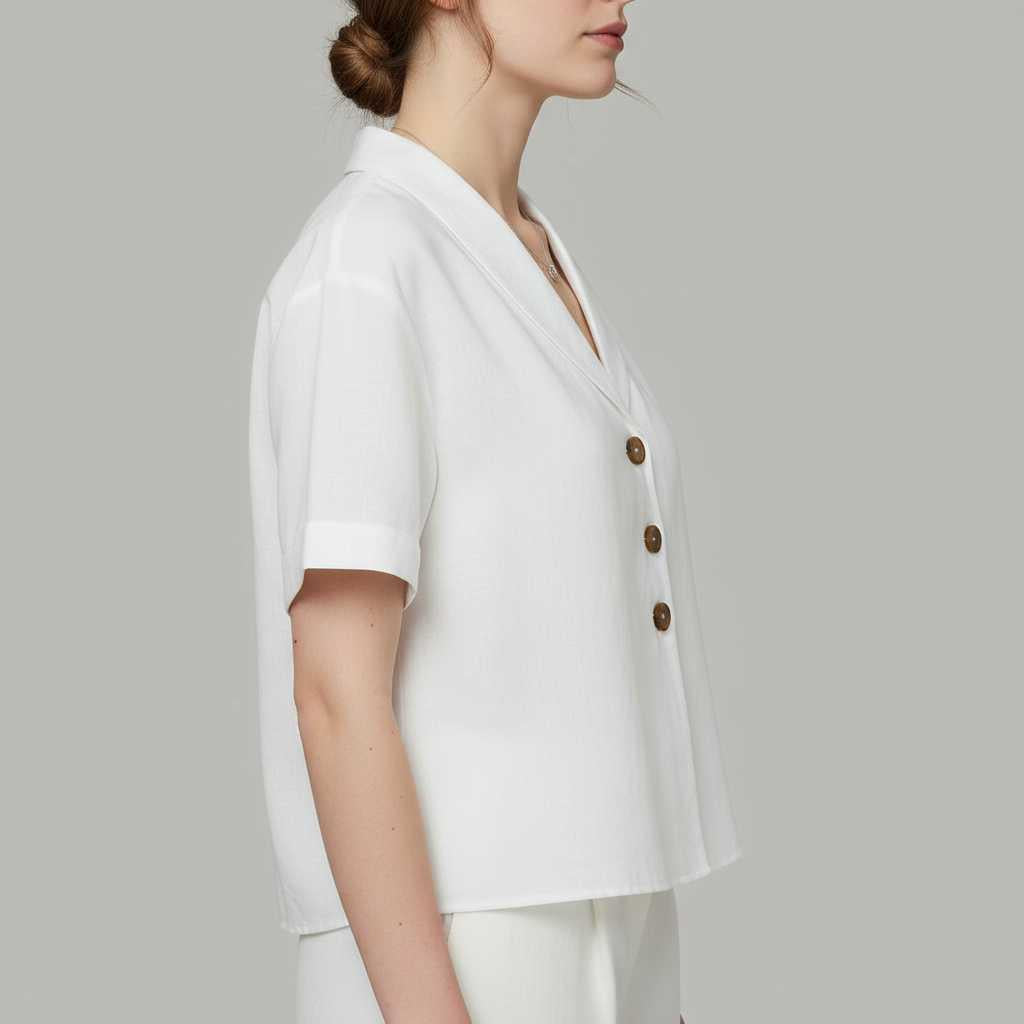 Celyra | Women's Cotton Linen T-Shirt with Envelope Neckline