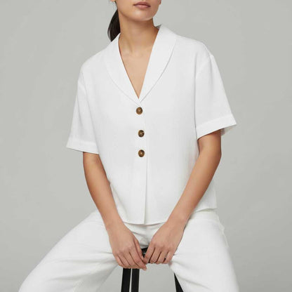 Celyra | Women's Cotton Linen T-Shirt with Envelope Neckline