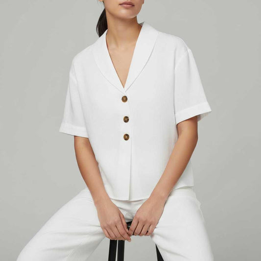 Celyra | Women's Cotton Linen T-Shirt with Envelope Neckline