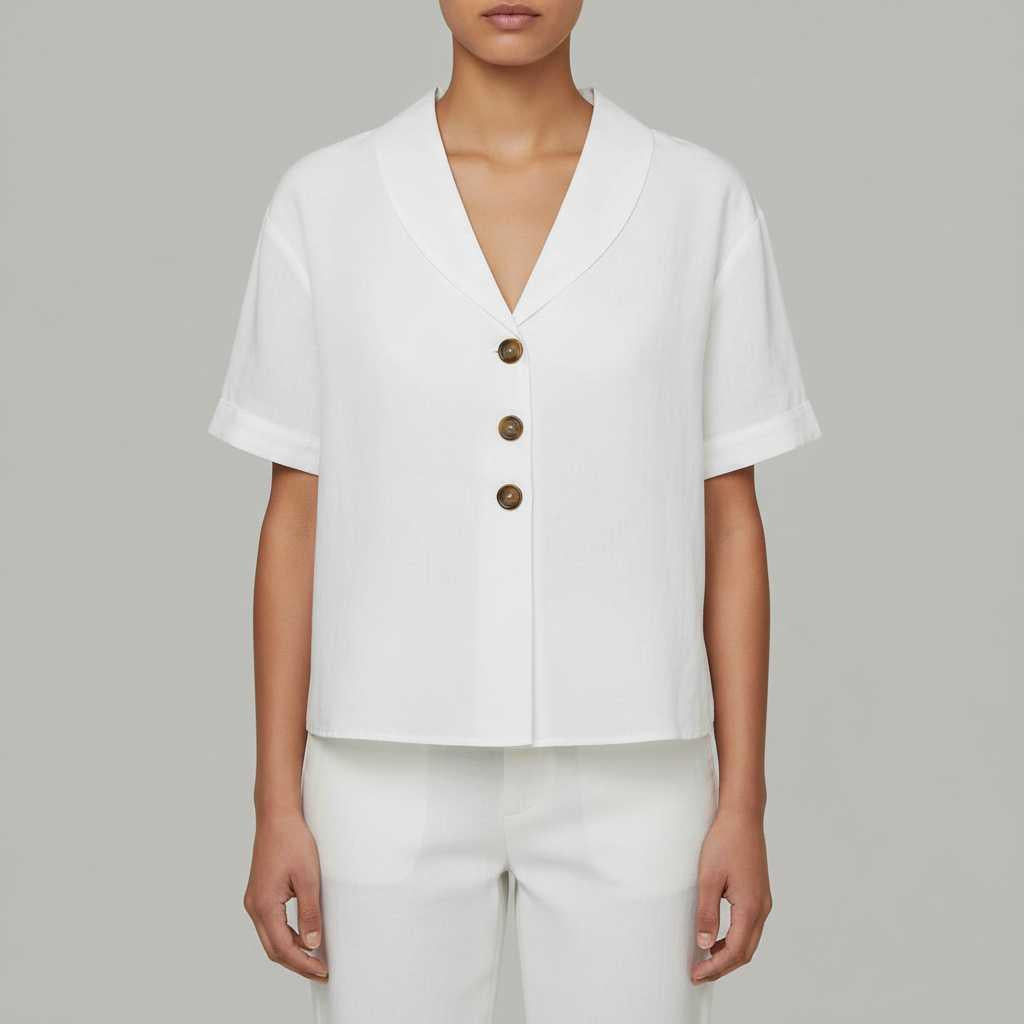 Celyra | Women's Cotton Linen T-Shirt with Envelope Neckline
