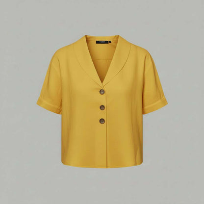 Celyra | Women's Cotton Linen T-Shirt with Envelope Neckline