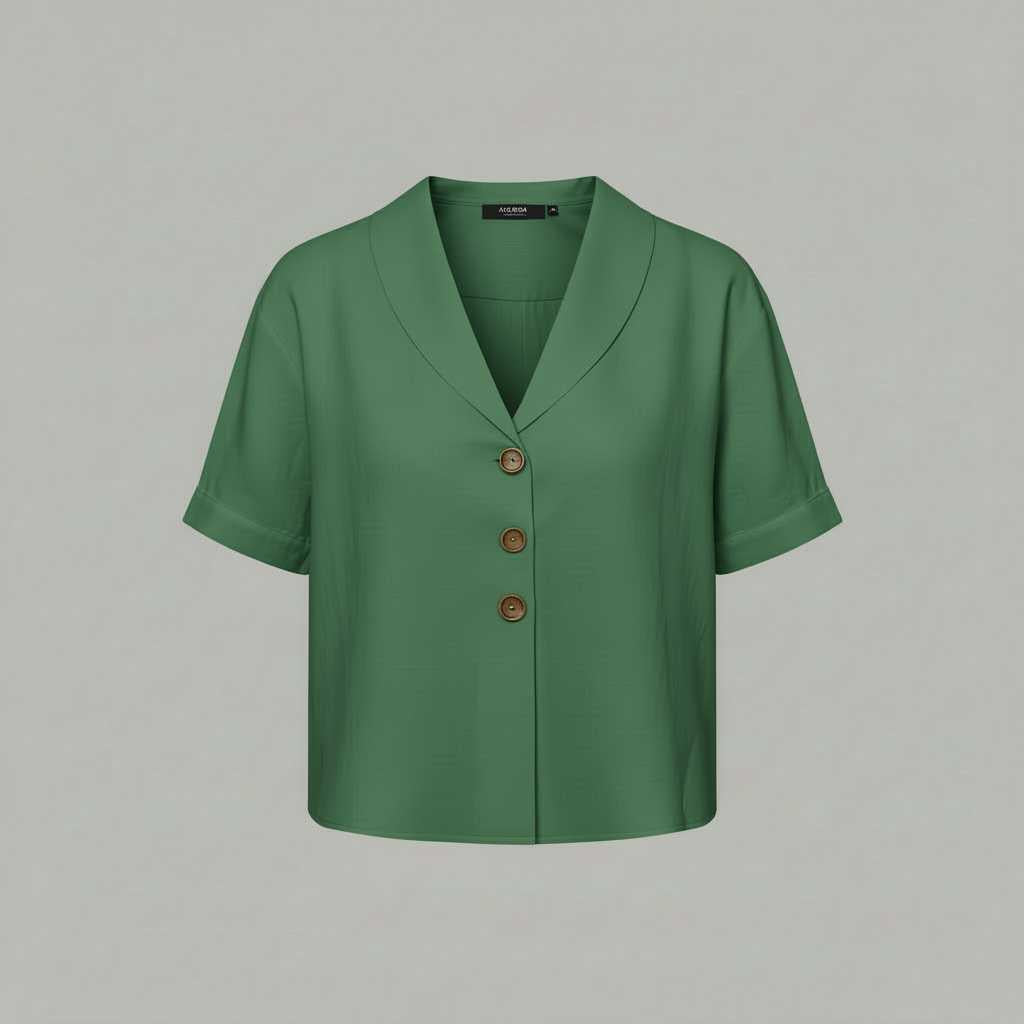 Celyra | Women's Cotton Linen T-Shirt with Envelope Neckline
