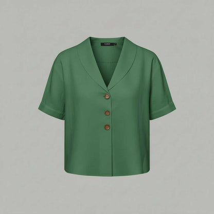 Celyra | Women's Cotton Linen T-Shirt with Envelope Neckline