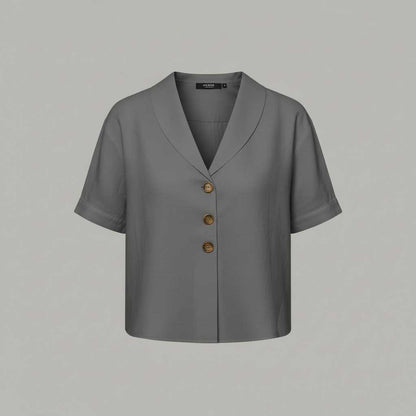 Celyra | Women's Cotton Linen T-Shirt with Envelope Neckline