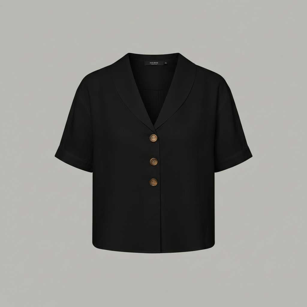 Celyra | Women's Cotton Linen T-Shirt with Envelope Neckline