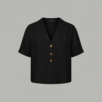 Celyra | Women's Cotton Linen T-Shirt with Envelope Neckline