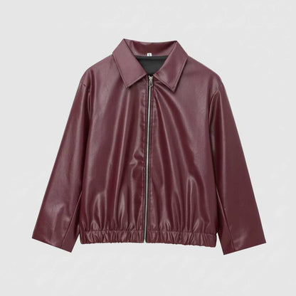 Classic Leather Jacket | Women's Jacket with Zipper Front