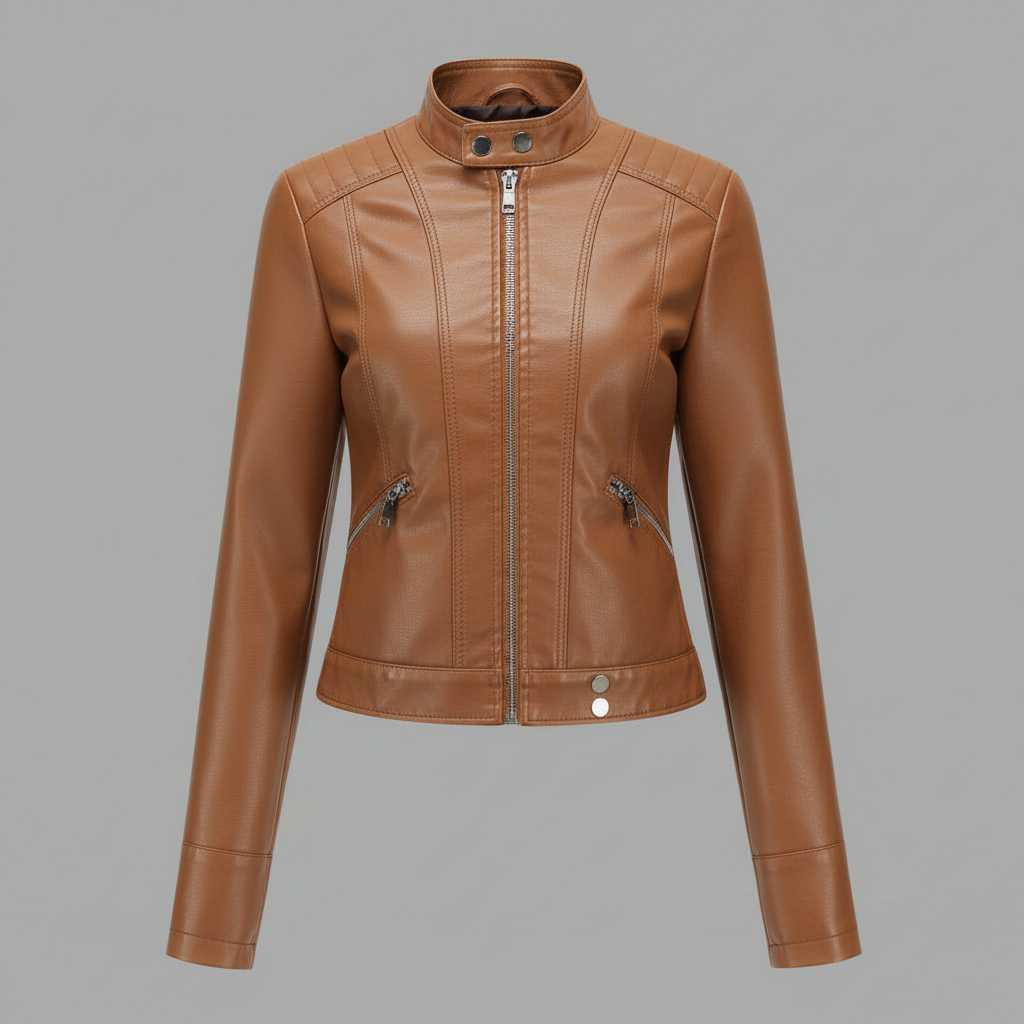 High Collar Leather Jacket Women | Stylish Outerwear