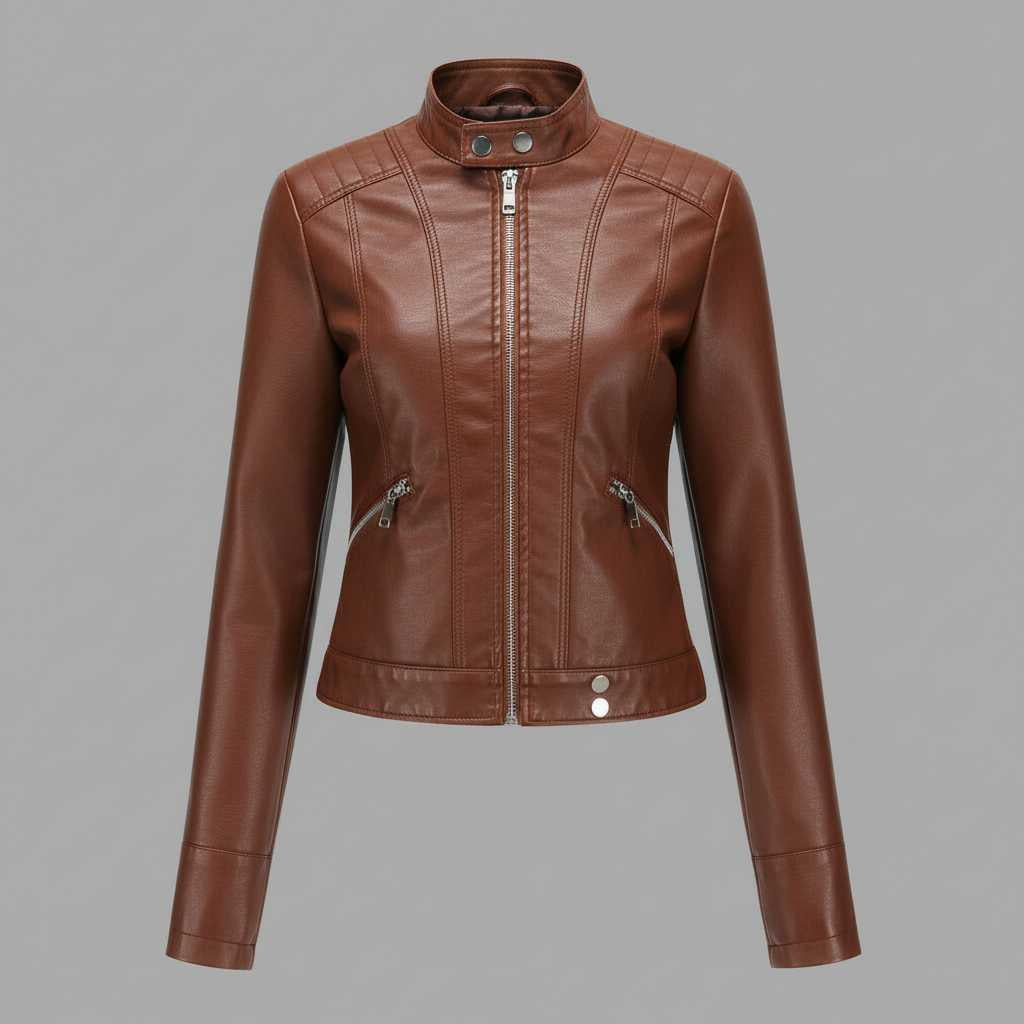High Collar Leather Jacket Women | Stylish Outerwear