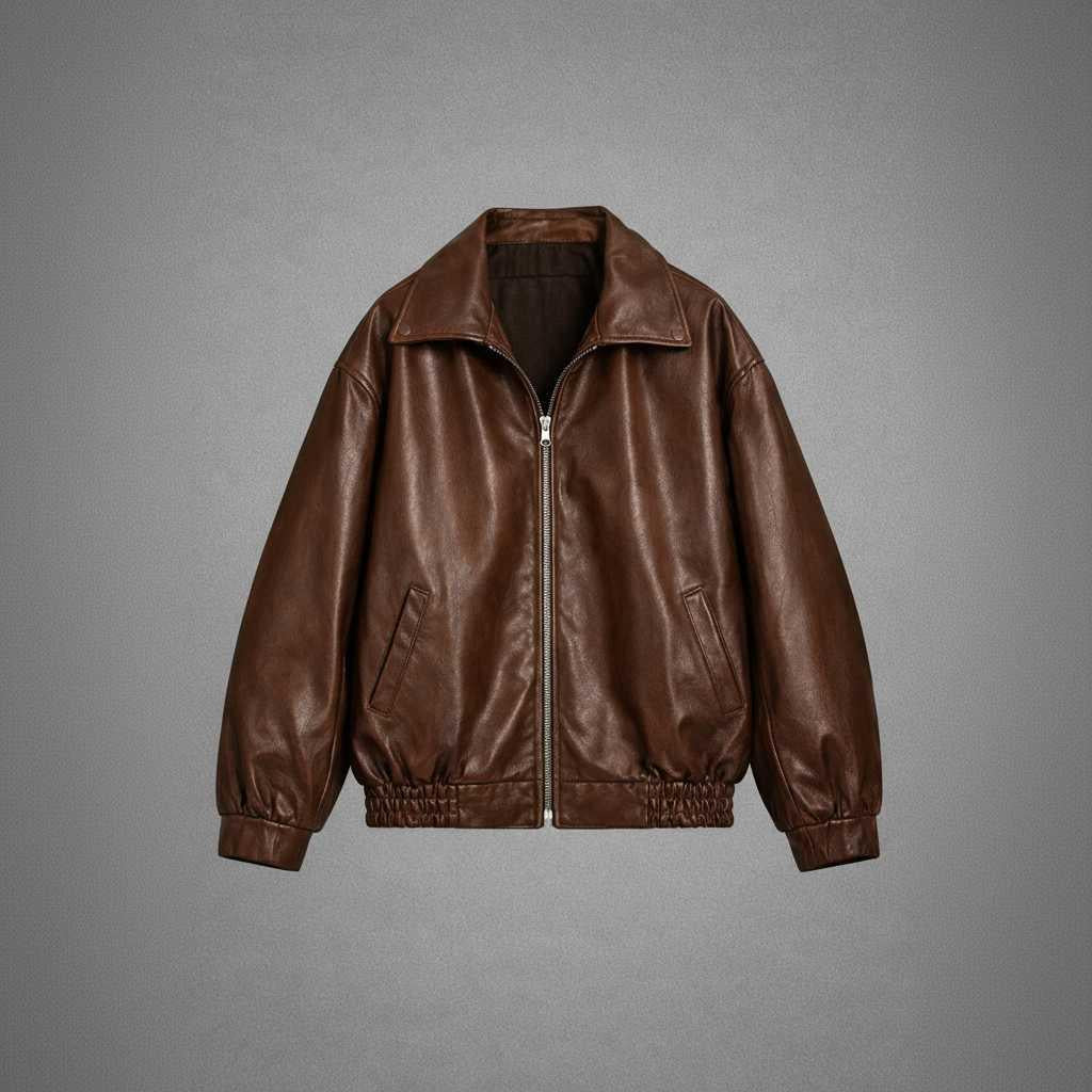 Oversized Leather Bomber Jacket | Women's Jacket