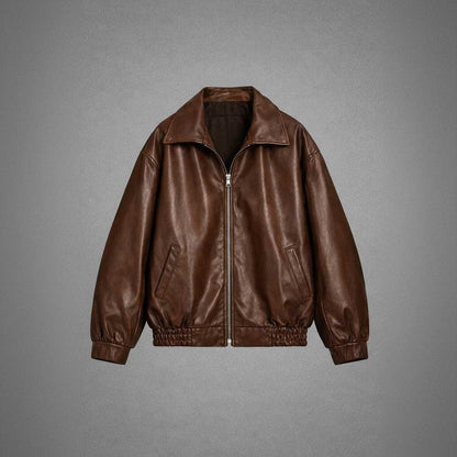 Oversized Leather Bomber Jacket | Women's Jacket