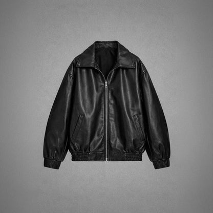 Oversized Leather Bomber Jacket | Women's Jacket